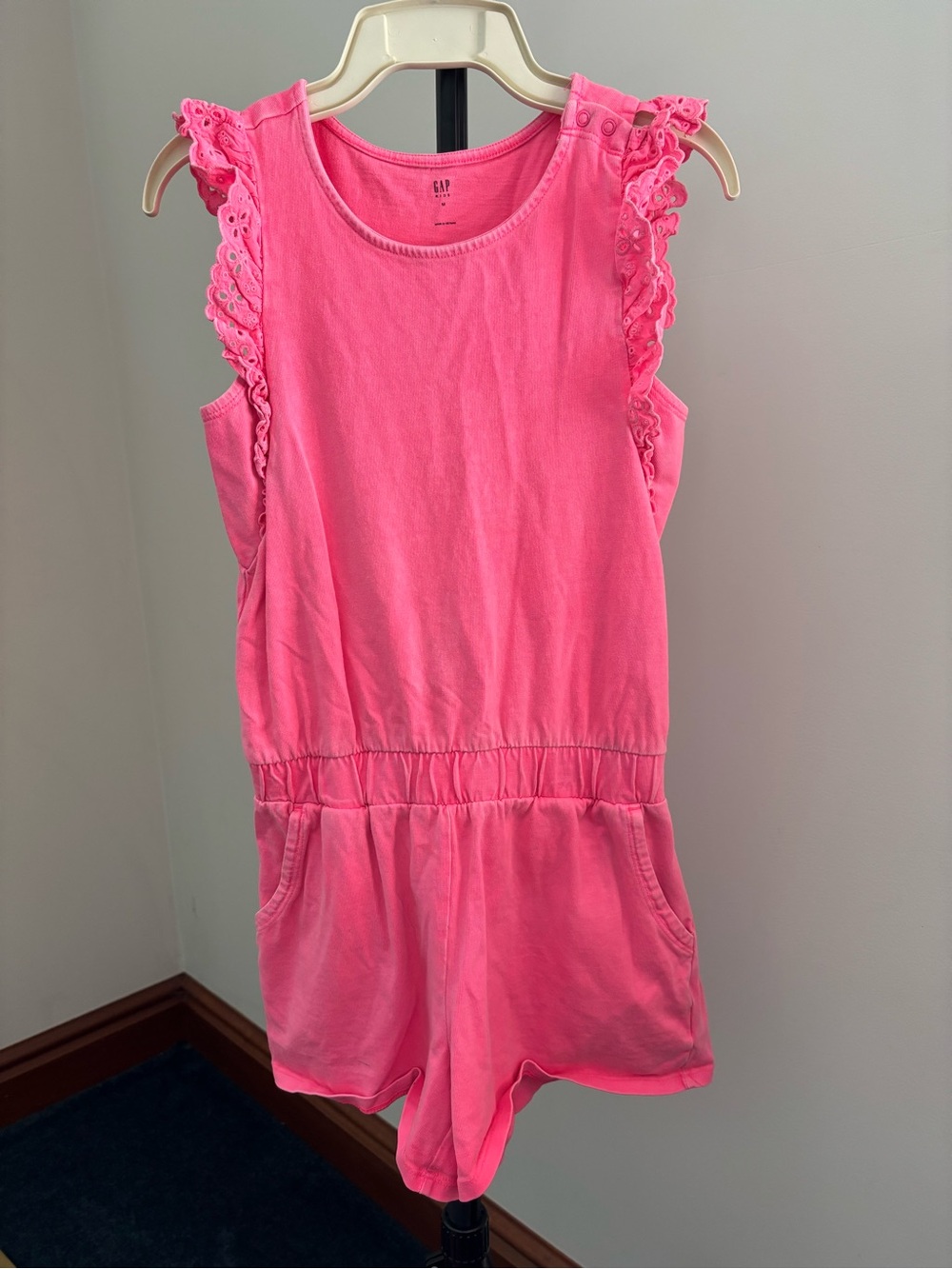 GAP Hot Pink Eyelet-Ruffle Romper